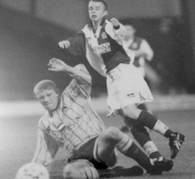 Luke Staton playing for Blackburn Rovers as a young player.