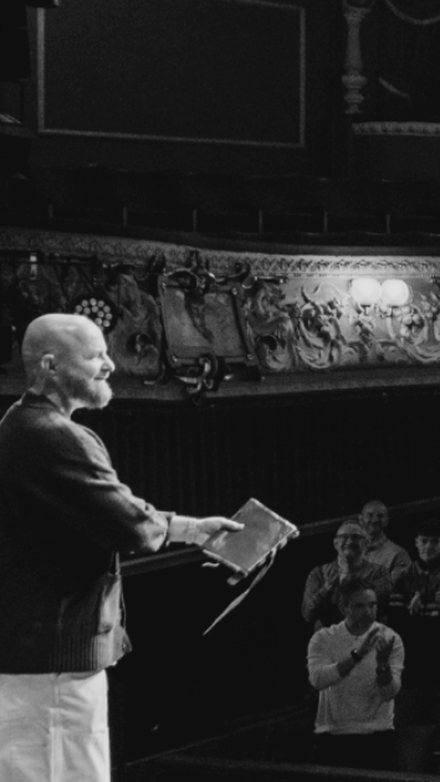 Luke Staton on stage at Theatre Royal Wakefield.